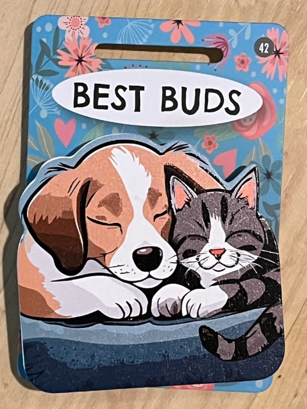Pet & Critter PUPPY & KITTY "BEST BUDS" Wooden Bag Clip,Fridge Magnet NWT